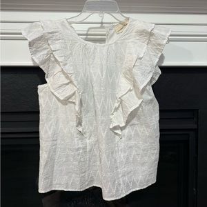 White Blouse Business or Casual Ruffle Sleeve Classy